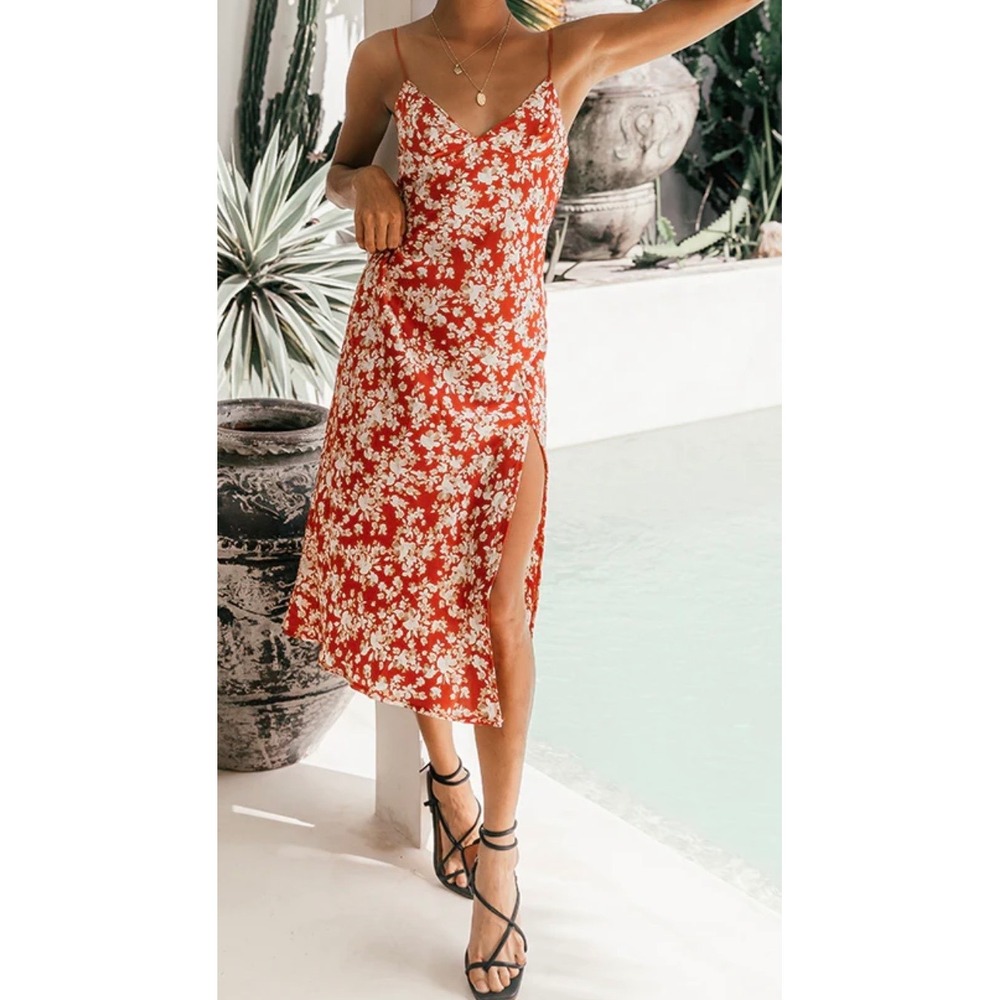 NWT‎ Hello Molly Womens Passon Prima Midi Slip Dress XS Floral Coquette Wedding
